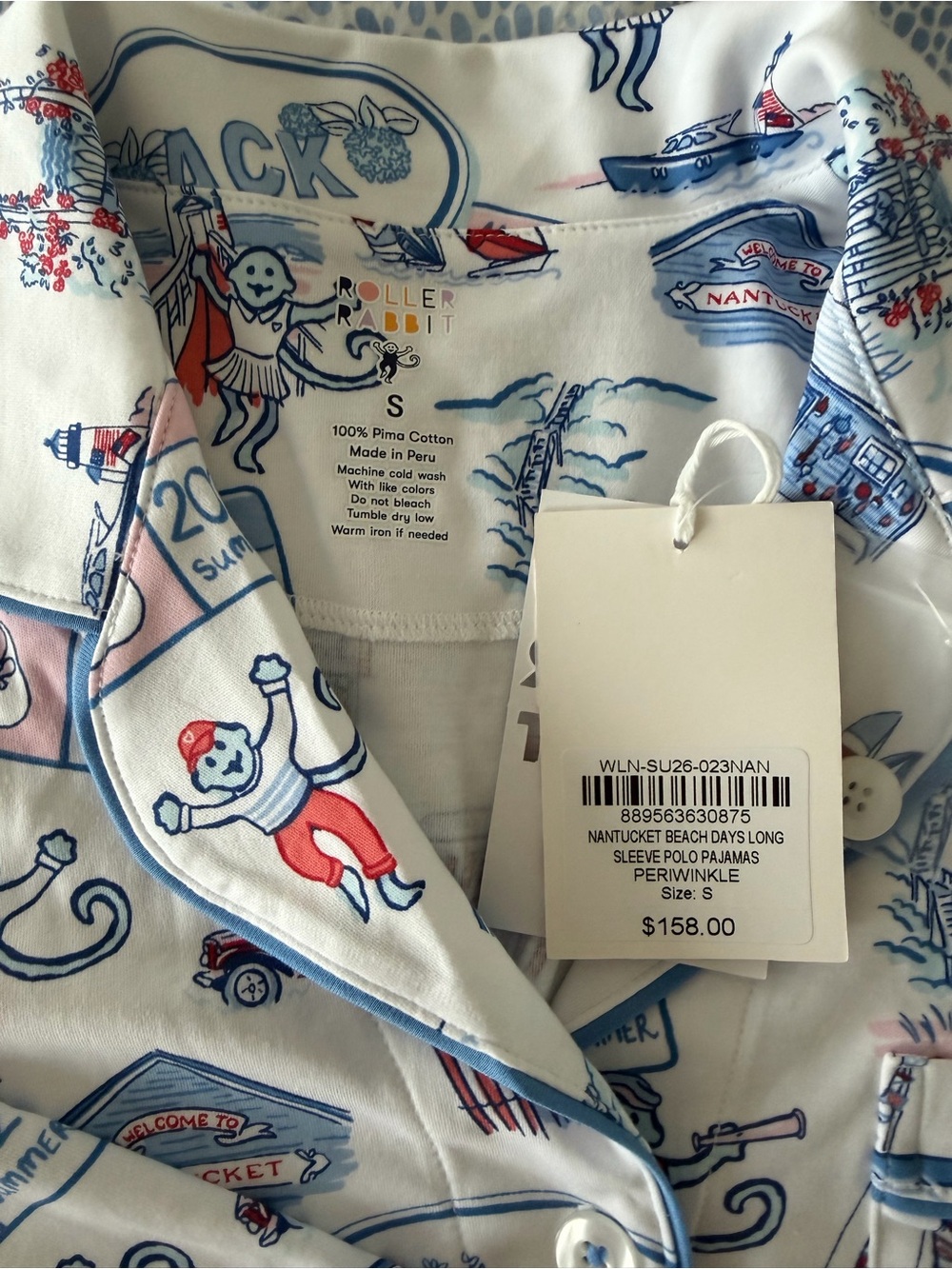 2026 NANTUCKET ROLLER RABBIT Pajama SET Long Sleeve/long pants Nautical Print